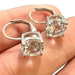 CZ  Leverback Earrings 6MM Dangle Earrings for Women Silver Plated